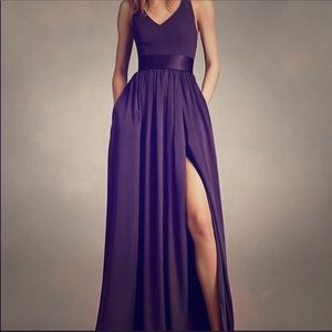 Vera Wang V Neck Halter Gown - amethyst